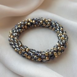 Chunky hrelastik / armbnd med perler metallic