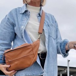 Large bltetaske COW - skind classic cognac