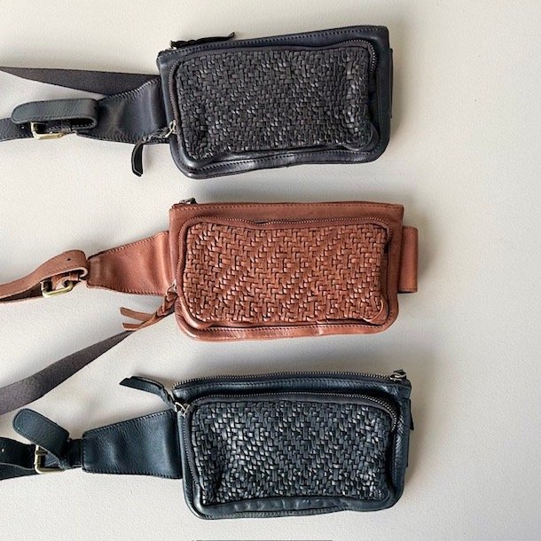 Bltetaske - bumbag flet Skind