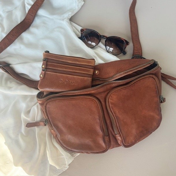 Bltetaske stor washed skind