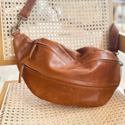 Mega bltetaske Cow skind raw Cognac