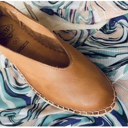 Ballerina espadrillos cognac skind str. 36-41