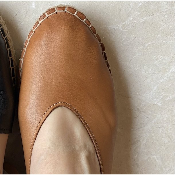 Ballerina espadrillos cognac skind str. 36-41