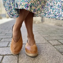 Ballerina espadrillos cognac skind str. 36-41