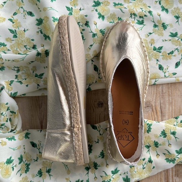Ballerina espadrillos guld skind str. 36-40