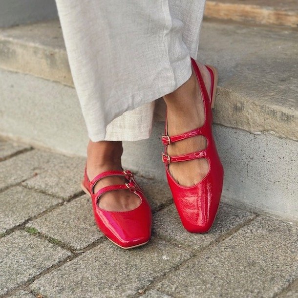 Ballerina ROJO med spnder rd skind str. 36-41