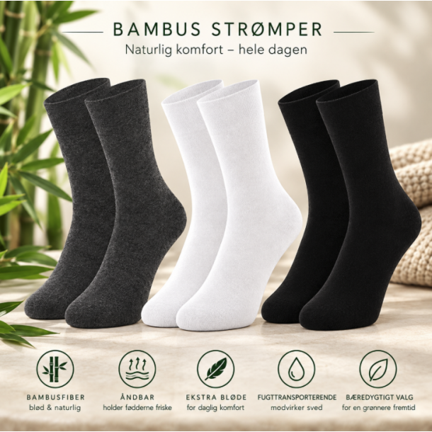 Bl�de Bambus str�mper dame 3 pak