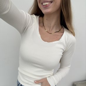 Linea rib bluse lang�rmet microfiber S-XL
