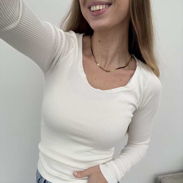 Linea rib bluse langrmet microfiber S-XL