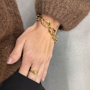 Armbnd BIG WAVY LINK 17,5+4 cm Vandfaste 18 karat forgyldt