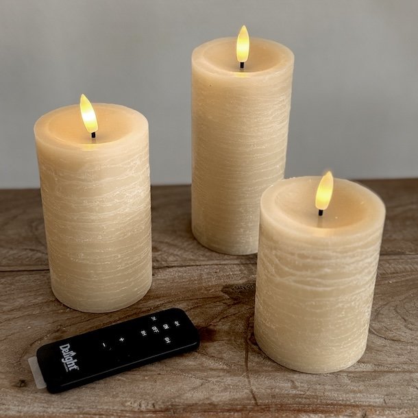 Rustik LED bloklys i st af 3