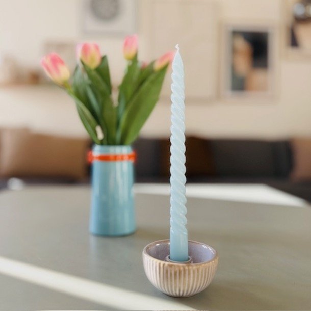 Lysestage beige keramik