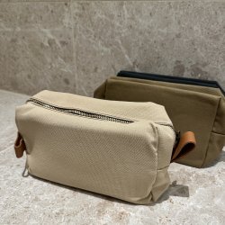 Toilettaske unisex kanvas og lder