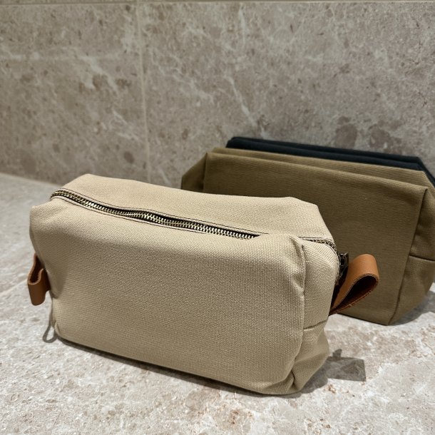 Toilettaske unisex kanvas og lder