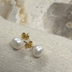 rering BIG SIMPLE PEARL 10 mm Vandfaste 18 karat forgyldt