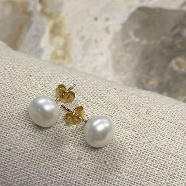 rering BIG SIMPLE PEARL 10 mm Vandfaste 18 karat forgyldt