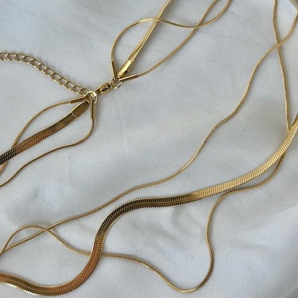 3 i 1 Halskde GOLDEN vandfast 18kt. forgyldt