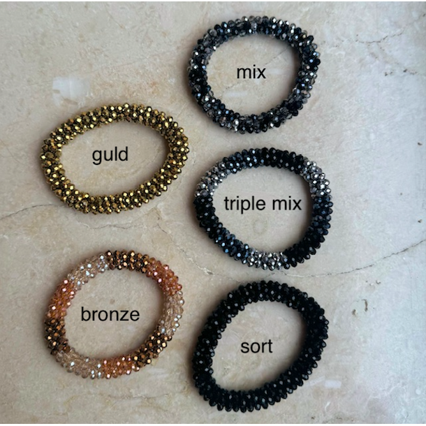 Chunky hrelastik / armbnd med perler metallic