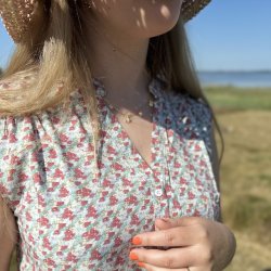 Sommer top mini blomst 100% bomuld str. M-XXXL