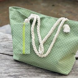 Strandtaske prikket canvas