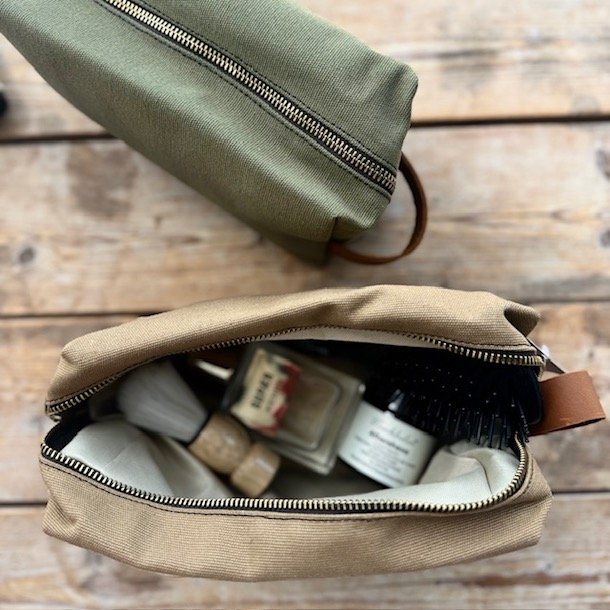 Toilettaske unisex kanvas og lder