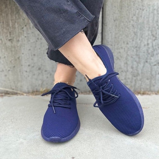 Sneakers I stof snrebnd marine str. 36-41