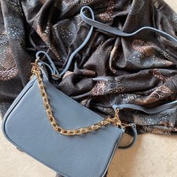 Crossbody / skuldertaske m. k�de skind