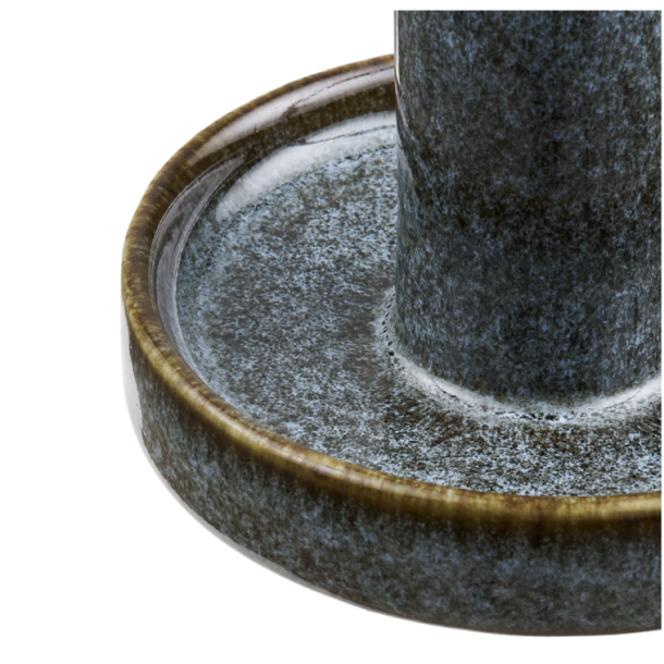 Lysestage til kronelys keramik bl� 11 cm