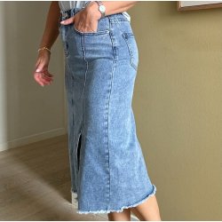 Denim nederdel m. slid str. XS-XL