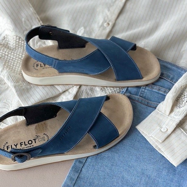 Fly Flot dame sandal blå skind str. 36-41