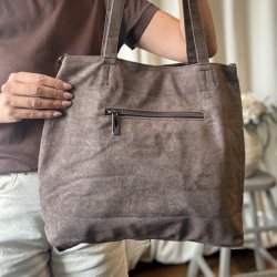 Shopper vendbar - 2 i 1 brun/leo