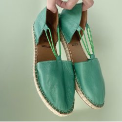 Espadrillos med elastik grn skind str. 36-41 