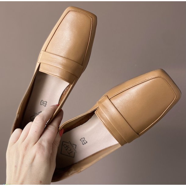 Loafers square cognac skind str. 36-41