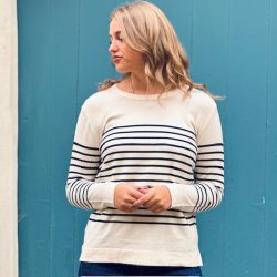 Fintstrikket bluse strib viskose str. M-XXL