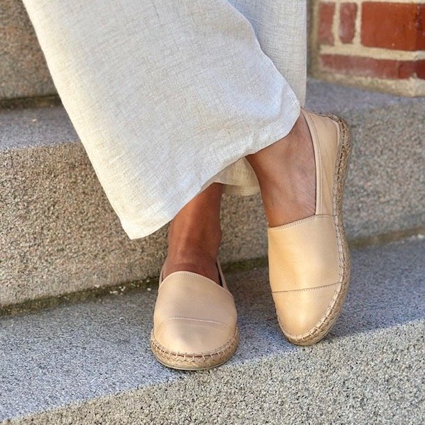 Espadrillos soft med bast skind SAND str. 36-41