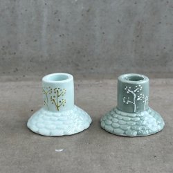 Lysestage blomst keramik