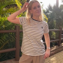 T-shirt med striber og hjerte 