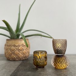 Fyrfadsstage rombe upside down - glas