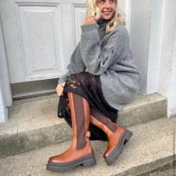 Lang Stvle THE FOLLOW BOOT Cognac skind str 36-41