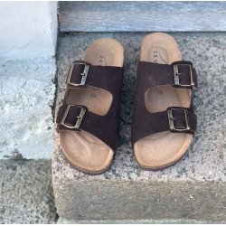 Skvulp Biosandal mrke brun ruskind