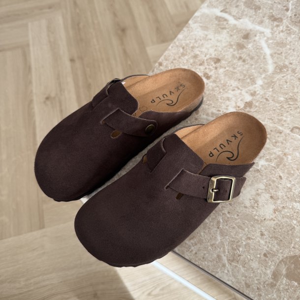 Slipper MULES brun ruskind str. 36-42
