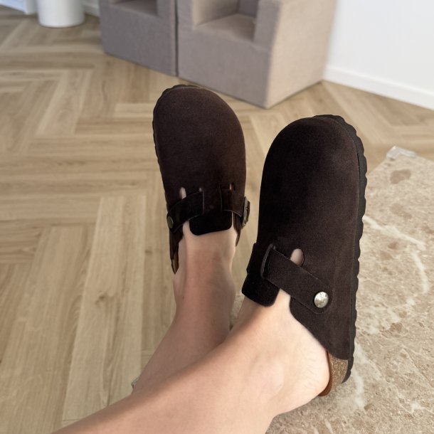 Slipper MULES brun ruskind str. 36-42