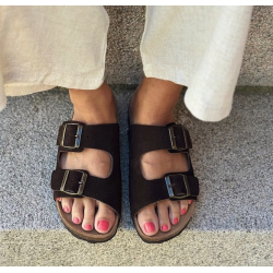 Skvulp Biosandal mrke brun ruskind