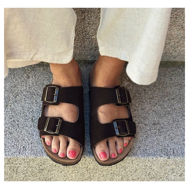 Skvulp Biosandal mrke brun ruskind