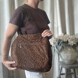 Shopper vendbar - 2 i 1 brun/leo
