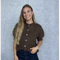 Kortrmet uld cardigan - str 36-42 Mohair &amp; uld miks