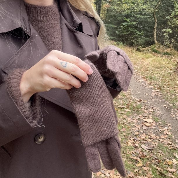 Strik handsker dobbelt 2 i 1 - Uld miks