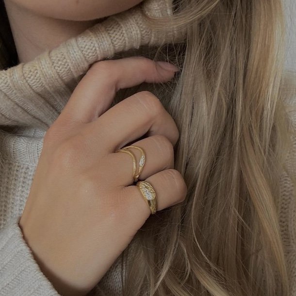 Fingerring SENA elements forgyldt slv