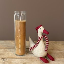 Kalenderlys i glas Dia. 6cm Camel