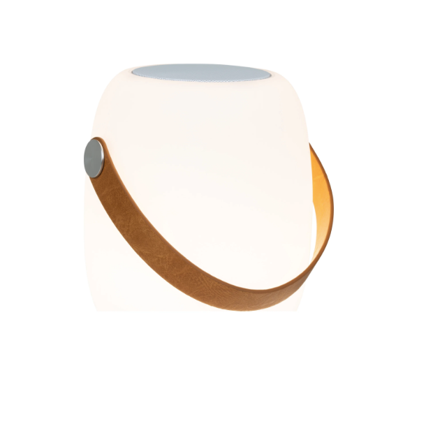 LED Lampe med h�jtaler og l�der strop